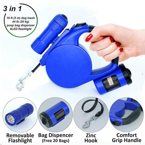 Nightwalk 4.5M Led Light And Waste Bag Dispenser Retractable Dog Leash - $1.75