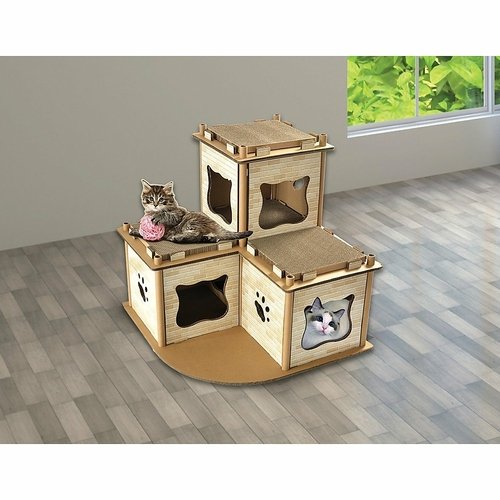 Cat Cardboard House Tree Tower Condo Scratcher Pet Post Pad Mat - $99.99
