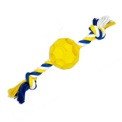Rubber Soccer Ball Chew Toy with Tug Rope  -- Great for Active Dogs - $14.00